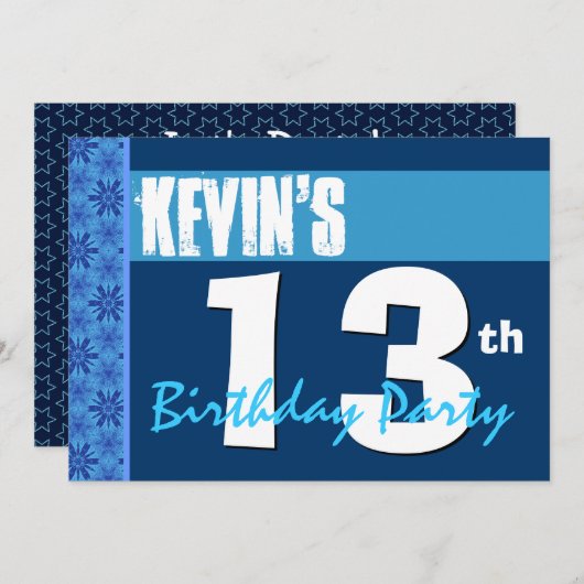 13e verjaardagsfeestje Modern blauw gerecycled 202 Kaart (Voorkant / Achterkant)