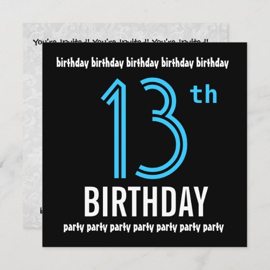 13e verjaardagsfeestje Modern zwart en kleurnummer Kaart (Voorkant / Achterkant)