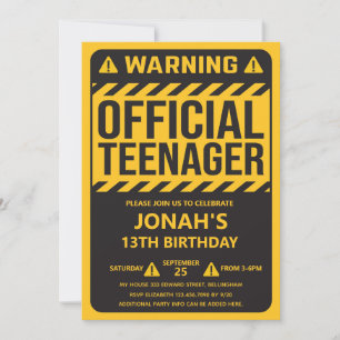 13e verjaardagsfeestje tienerjongen kaart