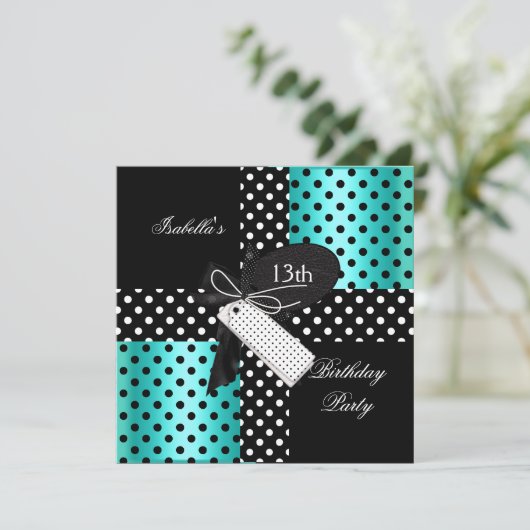 13e verjaardagsfeestje voor tienermeisjes kaart (Staand voorkant)