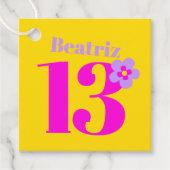 13e verjaardagsfeestmeisjes roze geel paarse bedankjes labels (Voorkant)