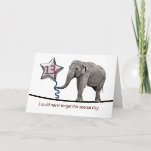 13e verjaardagskaart met koorddansende olifant kaart