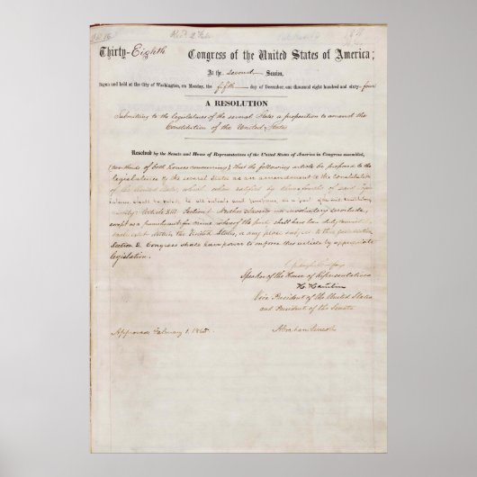 13e wijziging van de grondwet van de Verenigde Sta Poster (Voorkant)