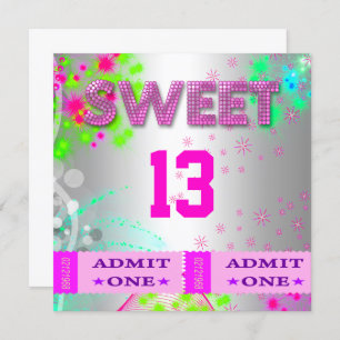 13e zoete 13 Birthday Party Tickets Fun Kaart