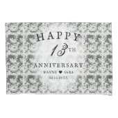 13e zwart + wit kant bruiloft Jubileum Kussensloop (Voorkant-Links)