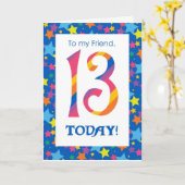 13ème Anniversaire Carte pour Ami, Stripes et Etoi (Fleur jaune)