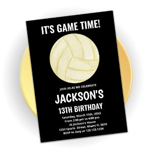 13ème Black Volleyball Invitations Anniversaire