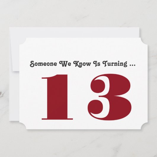 13ème Invitation de fête d'anniversaire, rouge (Devant)
