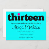 13ème invitation de fête d'anniversaire treize (Devant / Derrière)