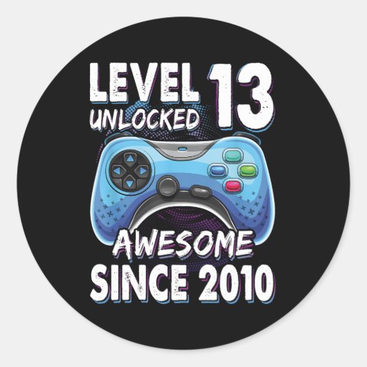 13jaar bday zoon gamer 13e 13 ronde sticker (Voorkant)