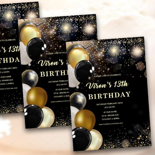 13th Birthday Boy Invitation Kaart