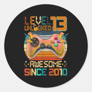 13th Birthday boys Video Game Level 13 Unlocked Aw Ronde Sticker