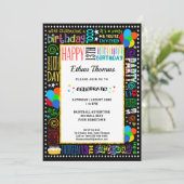 13th Birthday Fun Color Crazy Text op Black Party Kaart (Staand voorkant)