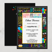 13th Birthday Fun Color Crazy Text op Black Party Kaart (Voorkant / Achterkant)