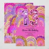 13th Birthday Girls Invitation (Devant / Derrière)