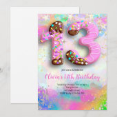 13th Birthday Girls Invitation (Devant / Derrière)