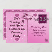 13th Birthday Party Invitation - Briefkaart Front (Voorkant / Achterkant)