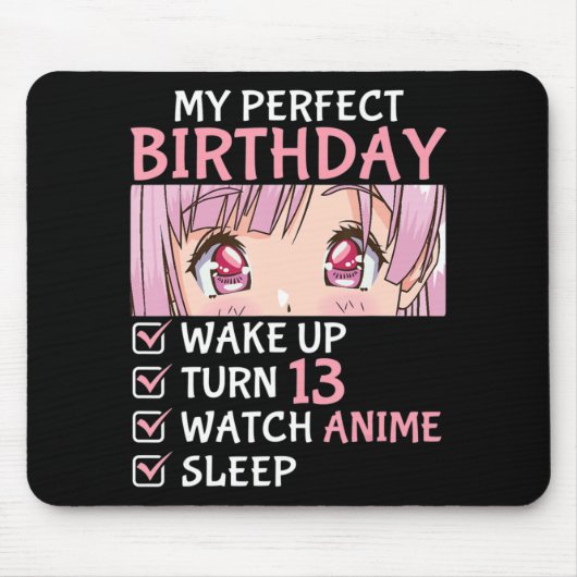 13th Birthday Watch Anime 13 Years Old Anime Teen Muismat (Voorkant)