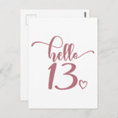 13th Birthday Women Hello 13 Cute 13 Years Old Briefkaart (Voorkant / Achterkant)