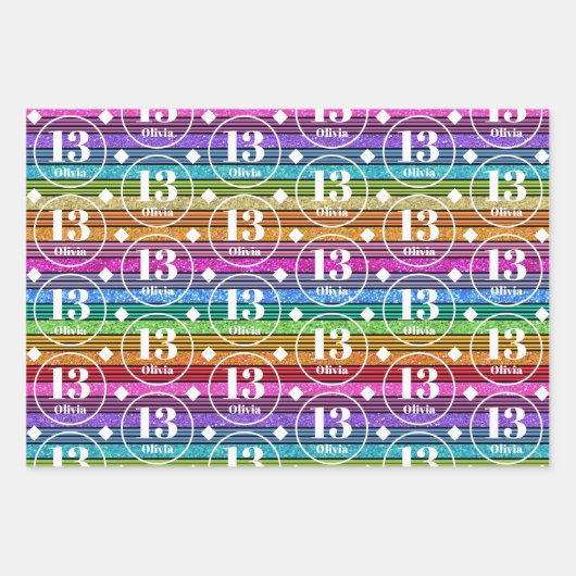 13th BirthdayCustom Naam Leeftijd Wrapping Paper S (Voorkant)