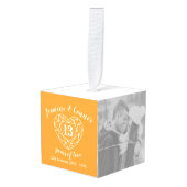 13th Wedding Jubileum aangepaste fotocitrine Kubus Ornament (Voorkant hoekig)