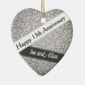 13th Wedding Jubileum, Lace Jubileum Keramisch Ornament (Rechts)