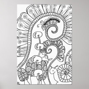 13x19 coloriage chenille à poster et escargot