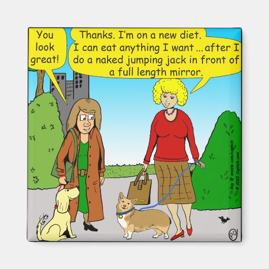 1411 Jumping Jack Diet Cartoon Magneet (Voorkant)