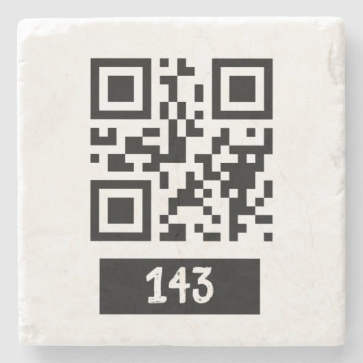 143 geheim QR codebericht, decodeer het en zeg het Stenen Onderzetter (Voorkant)