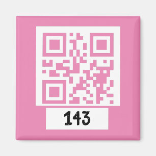 143 geheim QR codebericht, decodeer het, zeg het.  Magneet