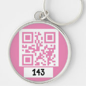 143 geheim QR codebericht, decodeer het, zeg het.  Sleutelhanger (Voorkant)