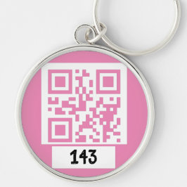 143 geheim QR codebericht, decodeer het, zeg het.  Sleutelhanger