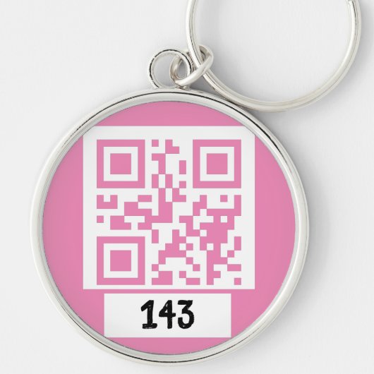 143 geheim QR codebericht, decodeer het, zeg het. Sleutelhanger (Voorkant)