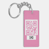 143 geheim QR codebericht, decodeer het, zeg het. Sleutelhanger (Voorkant Links)