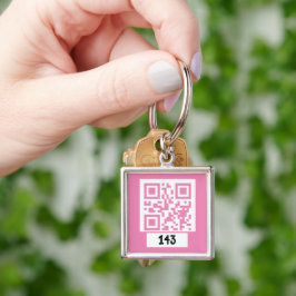 143 geheim QR codebericht, decodeer het, zeg het.  Sleutelhanger