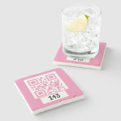 143 geheim QR codebericht, decodeer het, zeg het.  Stenen Onderzetter (Zijkant)