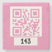 143 geheim QR codebericht, decodeer het, zeg het.  Stenen Onderzetter (Voorkant)