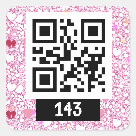 143 geheime QR-codebericht, zeg het decodeert het. Vierkante Sticker (Voorkant)