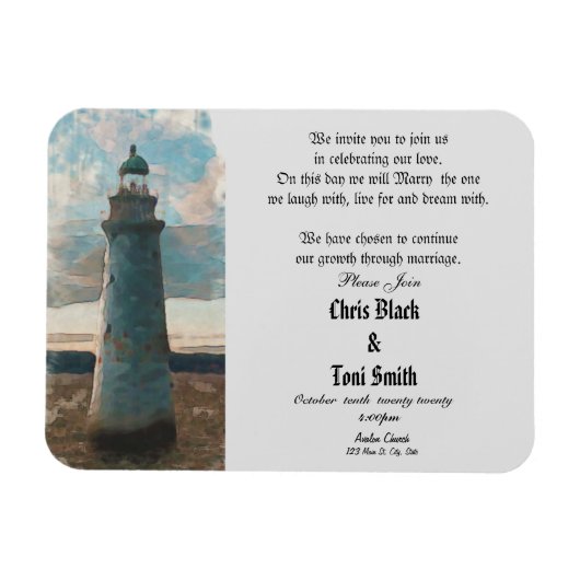 143 Vuurtoren Waterverf bruiloft uitnodiging Magneet (Horizontaal)