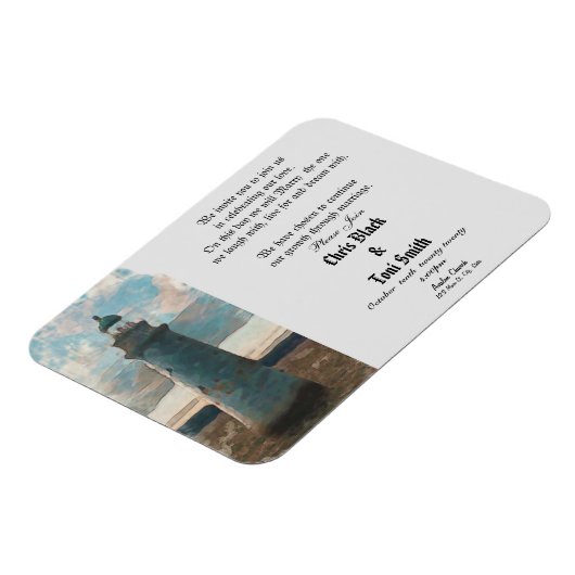 143 Vuurtoren Waterverf bruiloft uitnodiging Magneet (Linkerzijde)