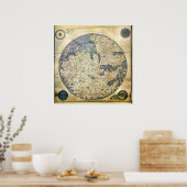 1450 Wereldkaart van Venetian Monk Fra Mauro Poster (Keuken)