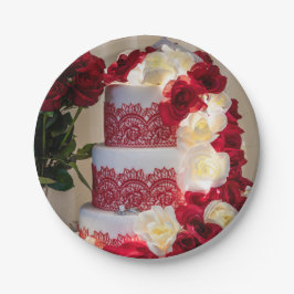 1458 - Trouwtaart, boeket, ringen en sluier Papieren Bordje