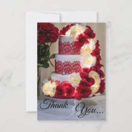 1458-Trouwtaart, Bruidsboeket, Ringen en Sluier Bedankkaart