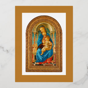 1470 Botticelli Madonna met kind op troon Folie Uitnodiging Briefkaart