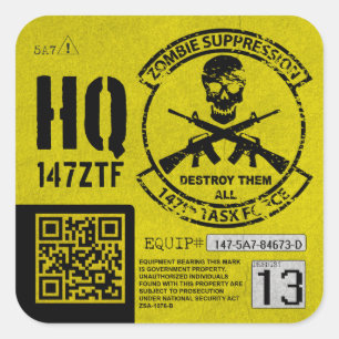 147e Zombie Task Force Headquarters Unit ID Vierkante Sticker