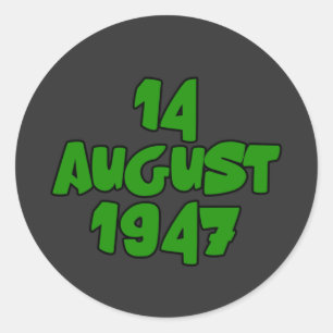 14 augustus 1947 Pakistan Onafhankelijkheidsdag Ronde Sticker
