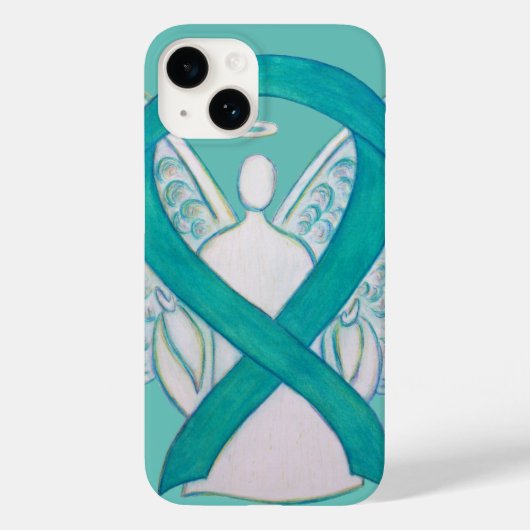 14 coque iphone d'angle de ruban turquoise pour la se (Verso)