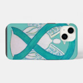 14 coque iphone d'angle de ruban turquoise pour la se (Verso Horizontal)