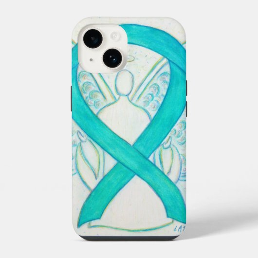 14 coque iphone d'angle de ruban turquoise pour la se (Verso)