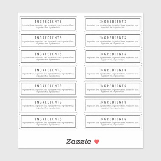 14 Étiquettes d'ingrédients clairs 2,9 X 1,15 Pouc (Feuille)